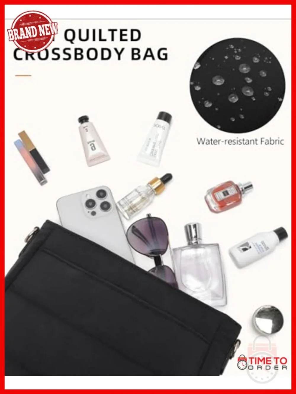Puffer Quilted Crossbody Shoulder Hobo Bag with Coin Wallet and Adjustable